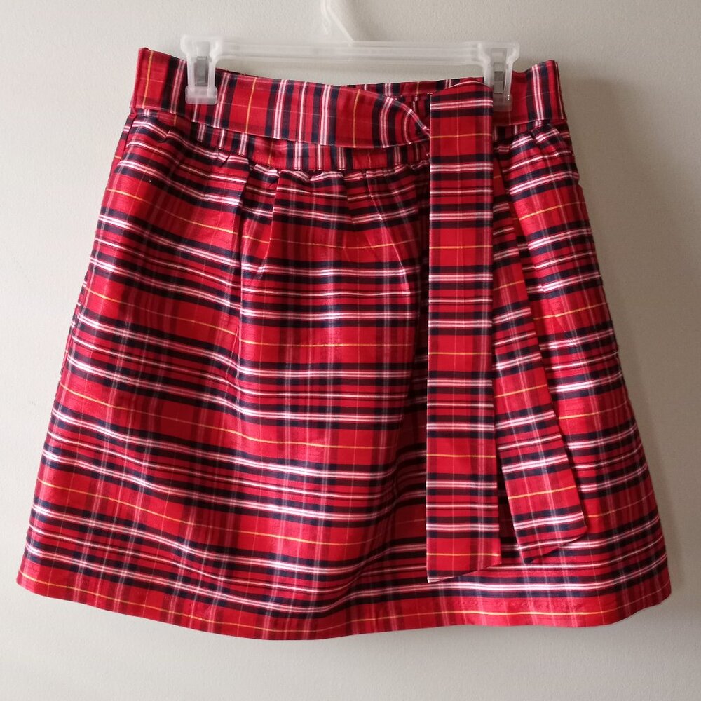 'Crown & Ivy' Tartan Plaid Holiday Skirt 8 Fully Lined with Pockets EUC